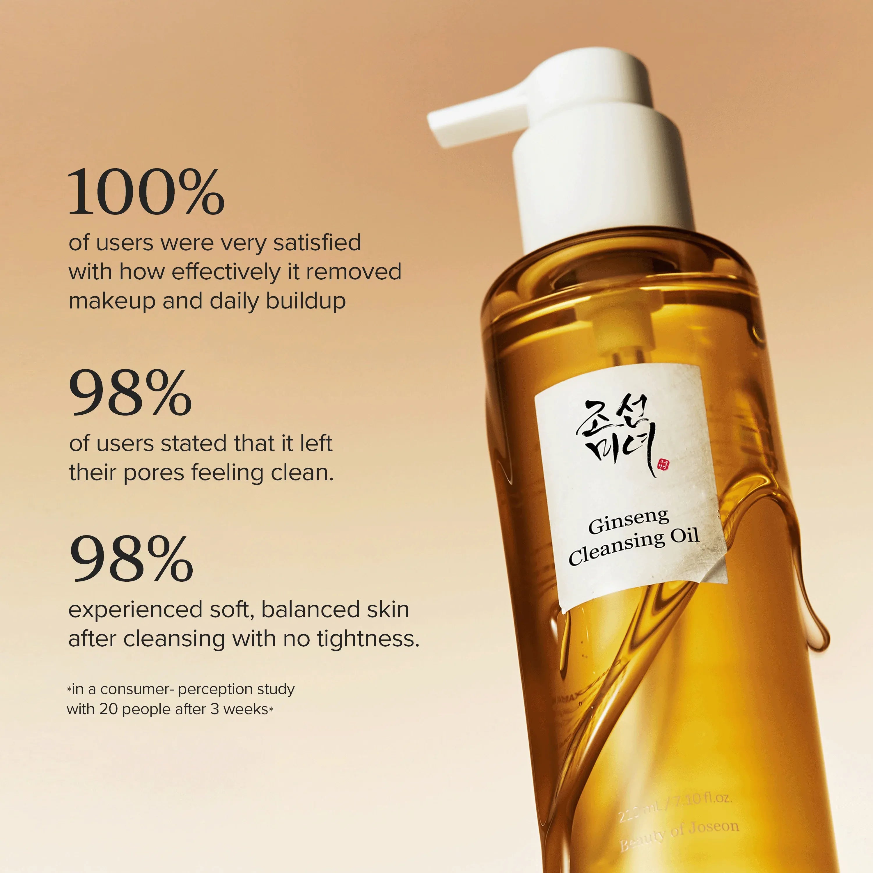 Beauty of Joseon Ginseng Cleansing Oil texture – pump dry face massage add water milky emulsify rinse lukewarm follow foam cleanser double