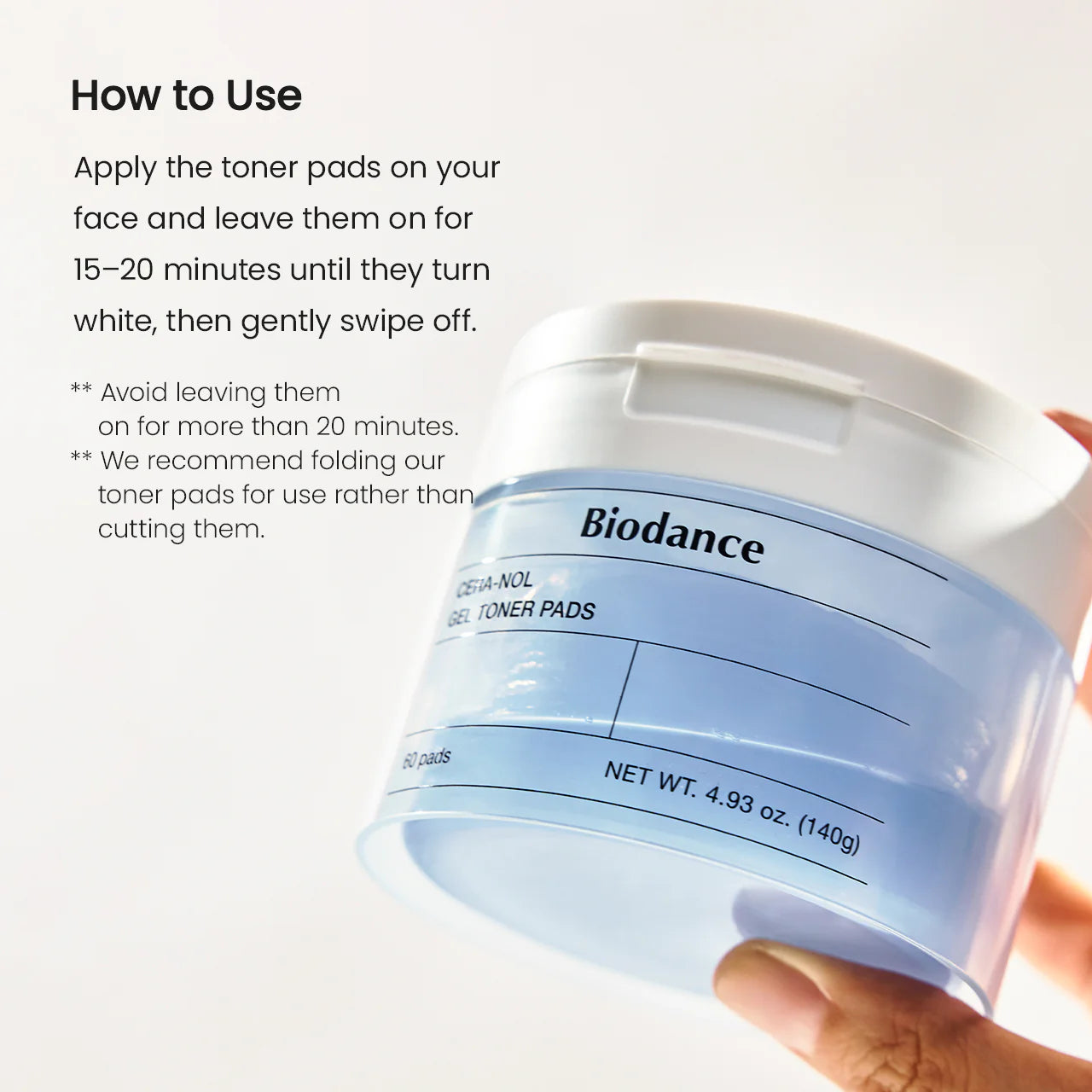 Biodance Hydro Cera-Nol Pads gel format – soft clear gel coated essence no dripping no waste swipe toner or press 3-5 min targeted area