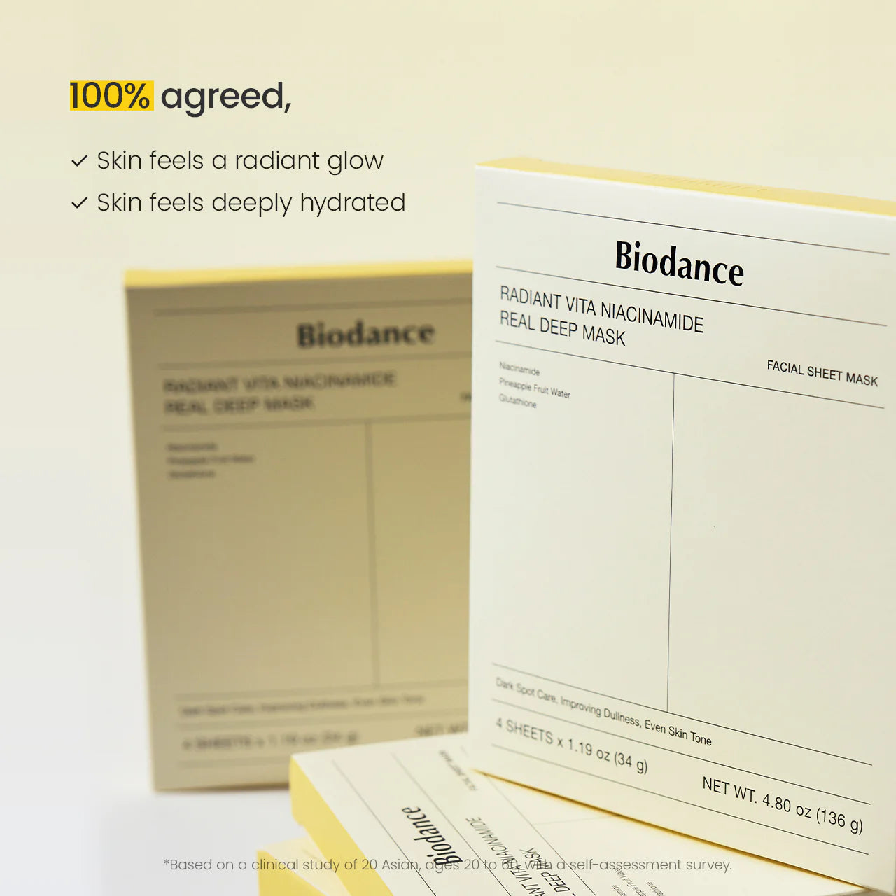 Biodance Radiant Vita Niacinamide Real Deep Mask 4 pcs