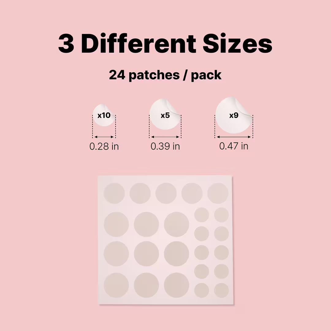 COSRX Pimple Master Patch sizes – 7mm 10mm 12mm hydrocolloid absorbs impurities turns white Korean acne patch