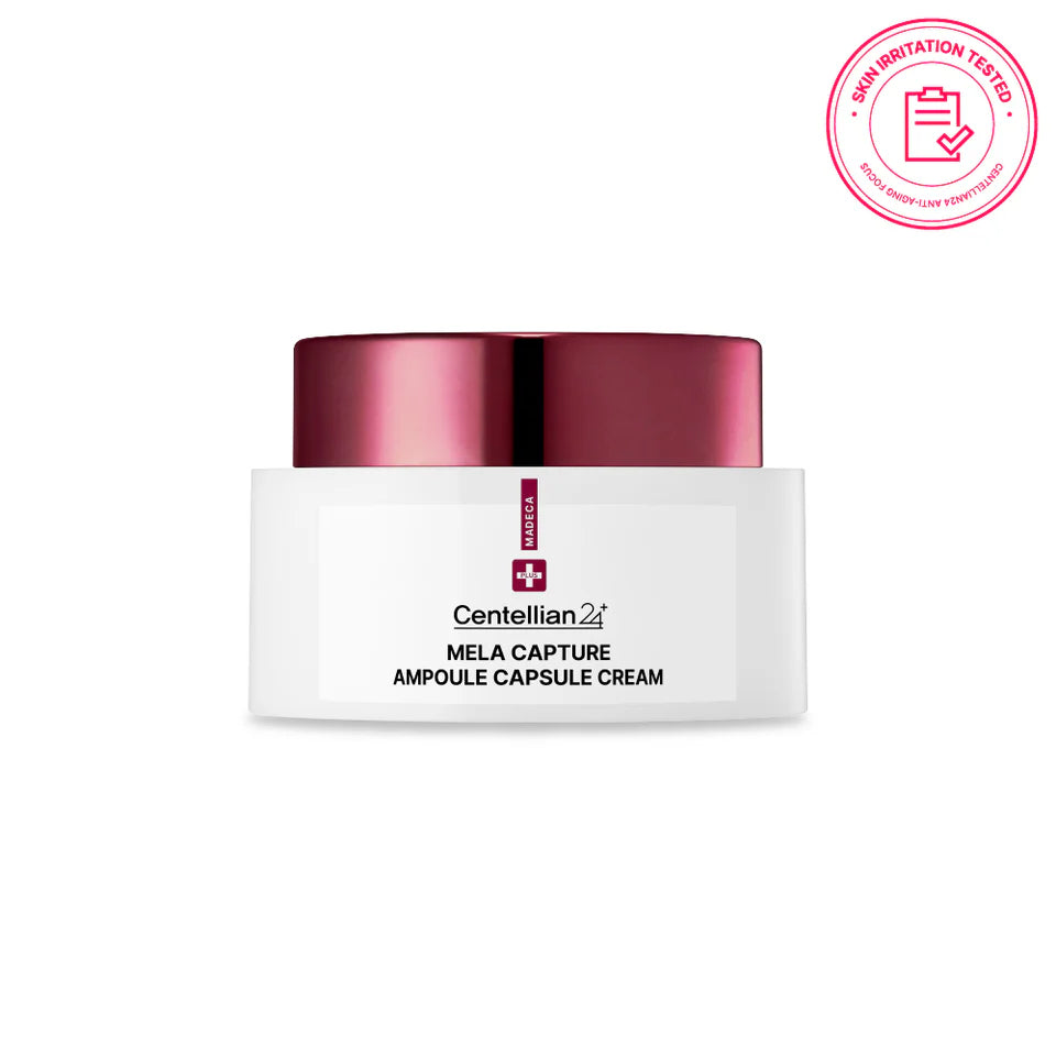Centellian24 Mela Capture Capsule Cream dual texture – white ampoule capsule pink gel cream mix before apply glowy bouncy