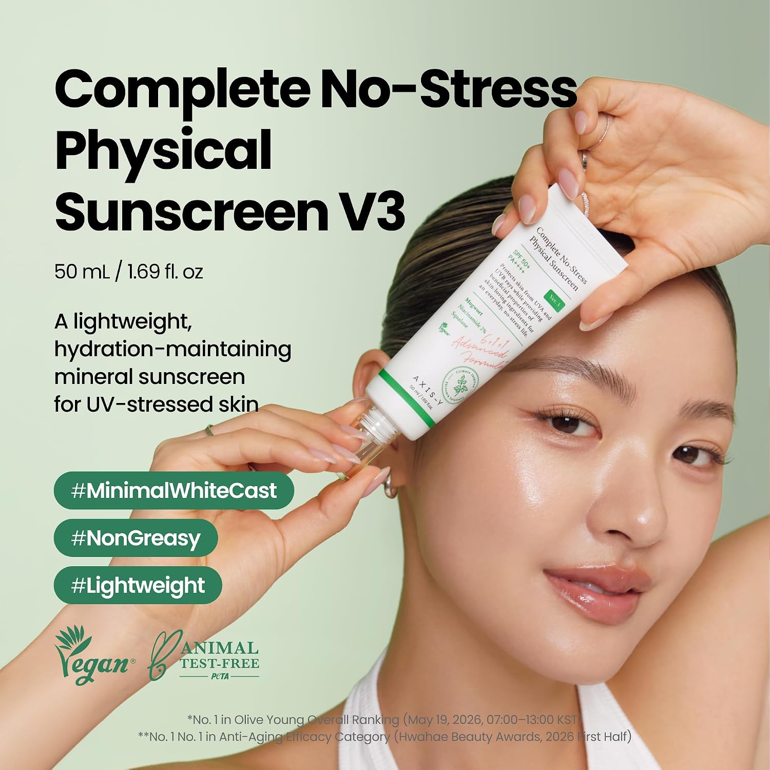 AXIS-Y No-Stress Sunscreen Zinc Oxide 17% – non-nano mineral physical broad spectrum UVA UVB reef-safe blend well white cast sensitive acne-prone