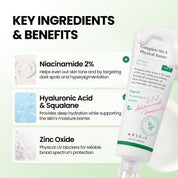 AXIS-Y No-Stress Sunscreen Mugwort Squalane – Artemisia Capillaris anti-inflammatory antioxidant Calendula Green Tea Chamomile Grape 6-botanical