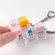 DIY Keyboard Keychain Kit unboxed – 3-key base clear keycaps charms tape all included DIY gift set Korean lifestyle Olive Kollection