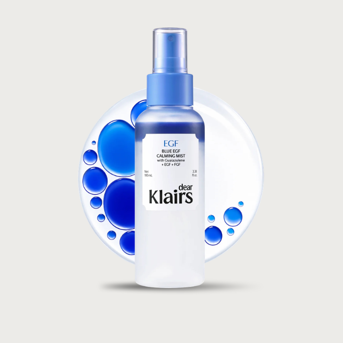Dear Klairs Blue EGF Calming Mist 100ml – Korean EGF FGF face mist Guaiazulene 300ppm Ectoin Madecassoside oily dehydrated skin $24