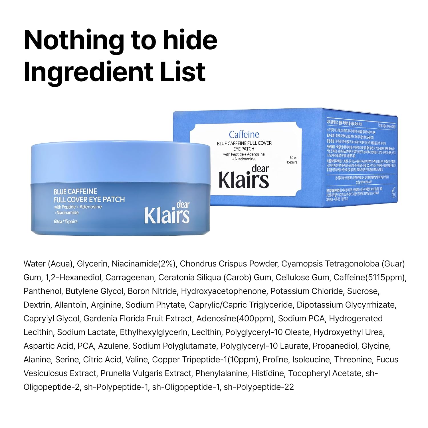 Dear Klairs Blue Caffeine Eye Patch, 60ct