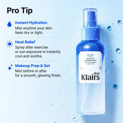 Dear Klairs Blue EGF Mist 3D HA Zinc PCA – Sodium Hyaluronate Crosspolymer long-lasting hydration sebum control pore tighten oily skin
