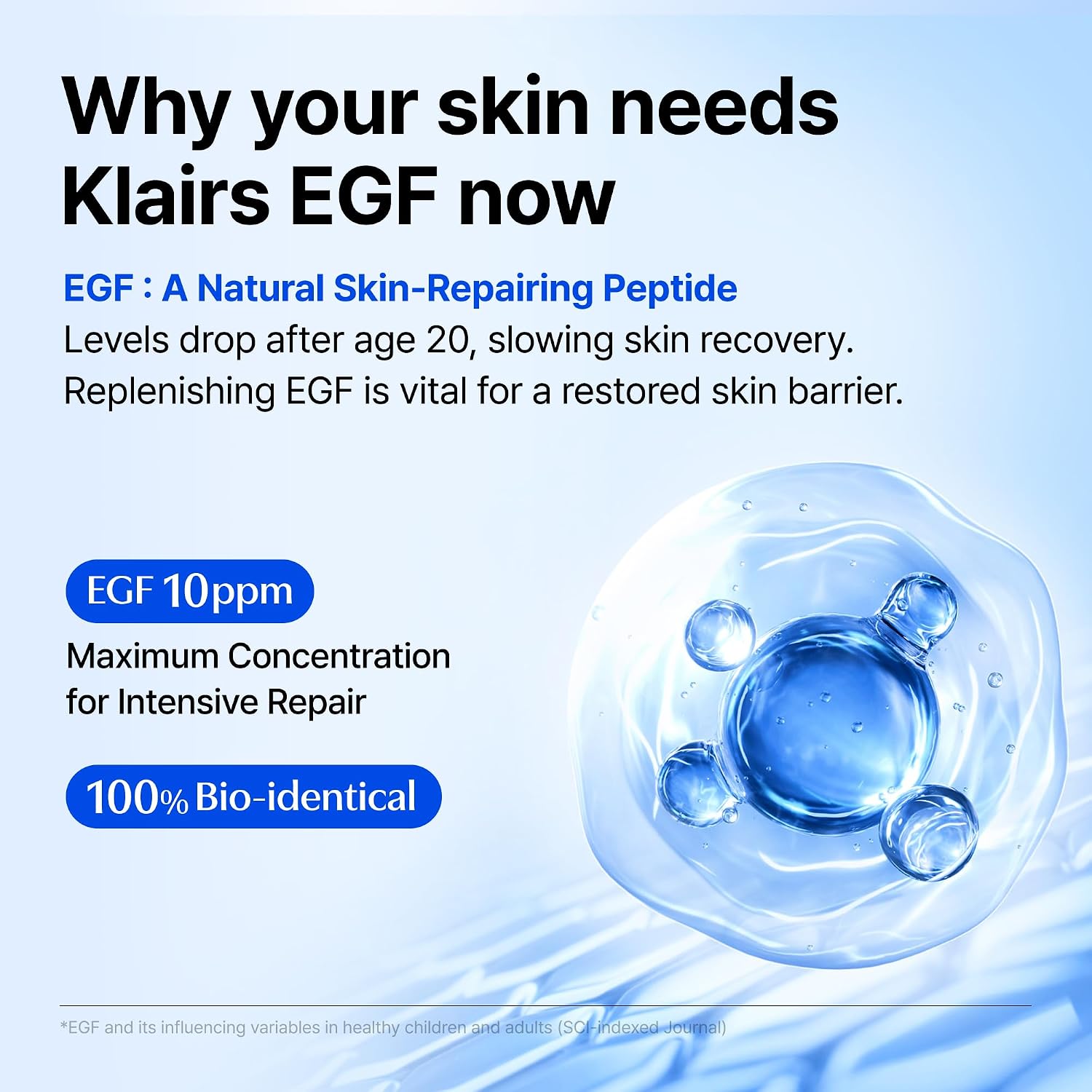 Dear Klairs Blue Youth Activating Drop bottle and dropper