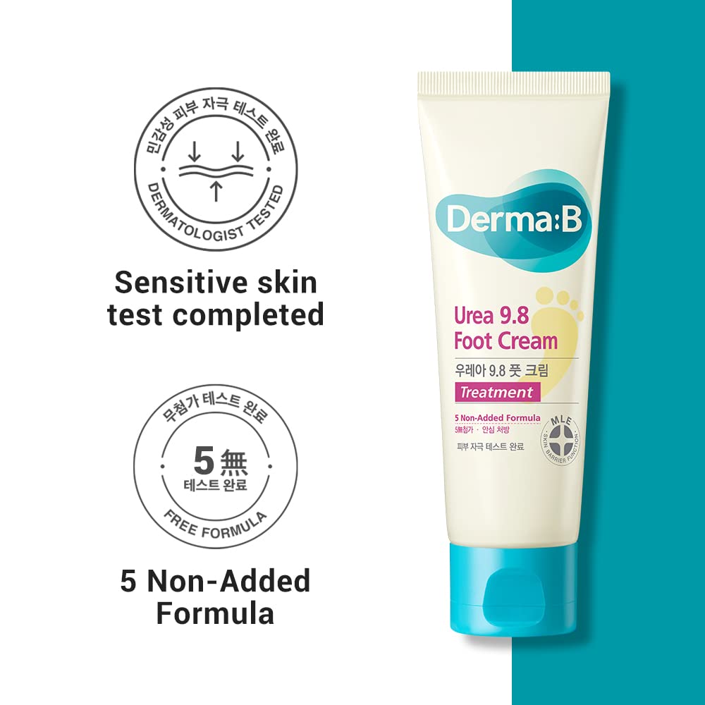 Derma B Urea Foot Cream formula – 9.8% Urea Shea Cocoa Butter Camellia Jojoba Squalane Papain enzyme Korean