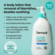 Derma:B body lotion texture for keratosis pilaris and back acne