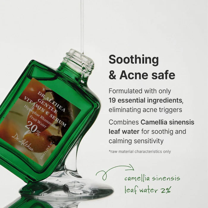 Dr. Althea Gentle Vitamin C oil capsule system – Caprylic Capric Triglyceride watery non-sticky fast absorb 19 ingredients minimalist formula