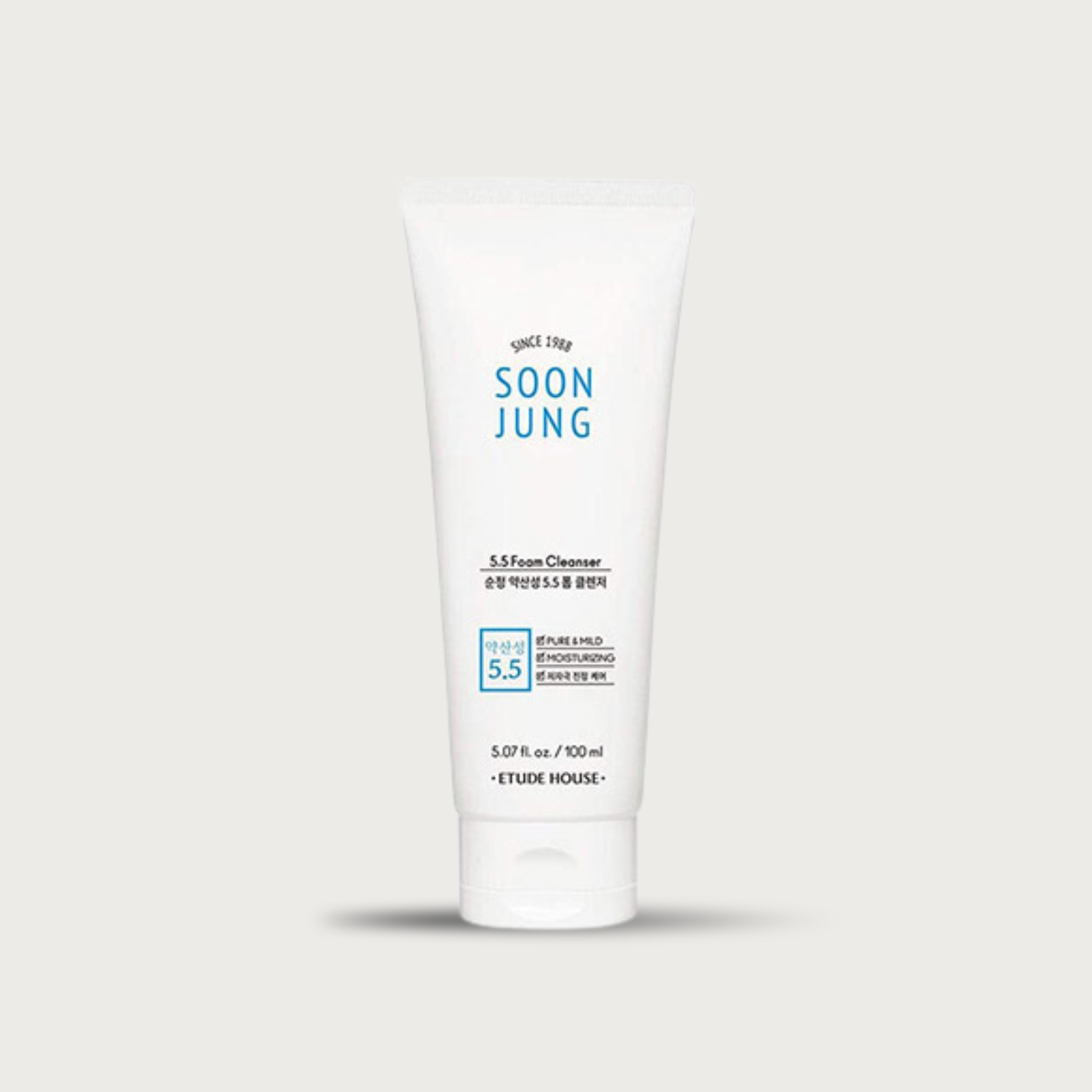 Etude SoonJung 5.5 Foam Cleanser 150ml – 12 ingredients Panthensoside madecassoside pH 5.5 fragrance-free hypoallergenic $15