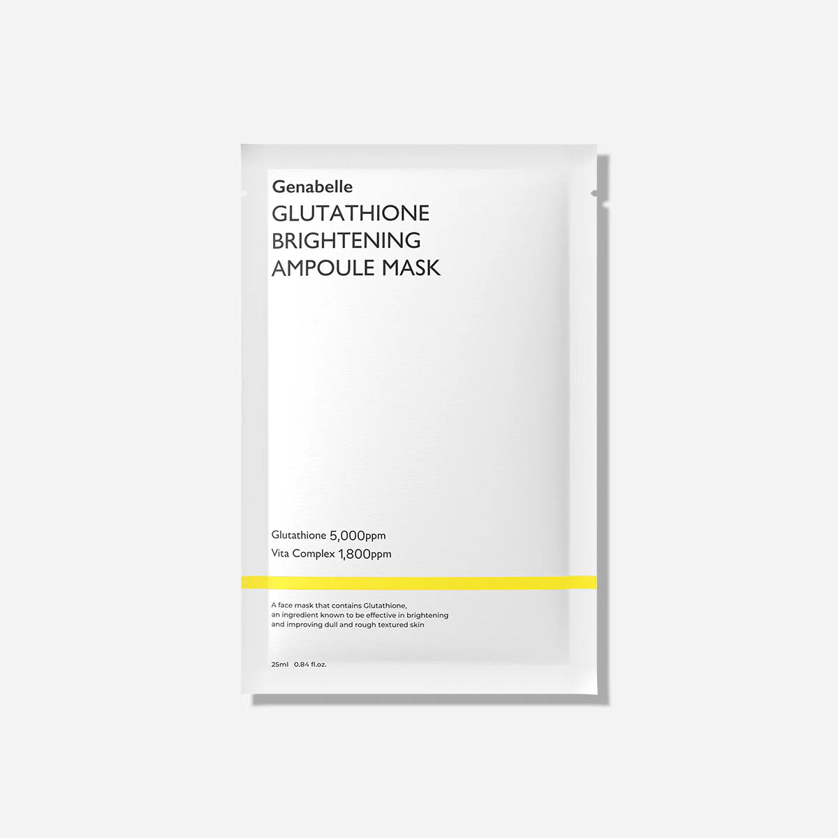 Genabelle Glutathione Brightening Ampoule Mask 5pcs – 5000ppm glutathione tranexamic acid niacinamide has fragrance $20