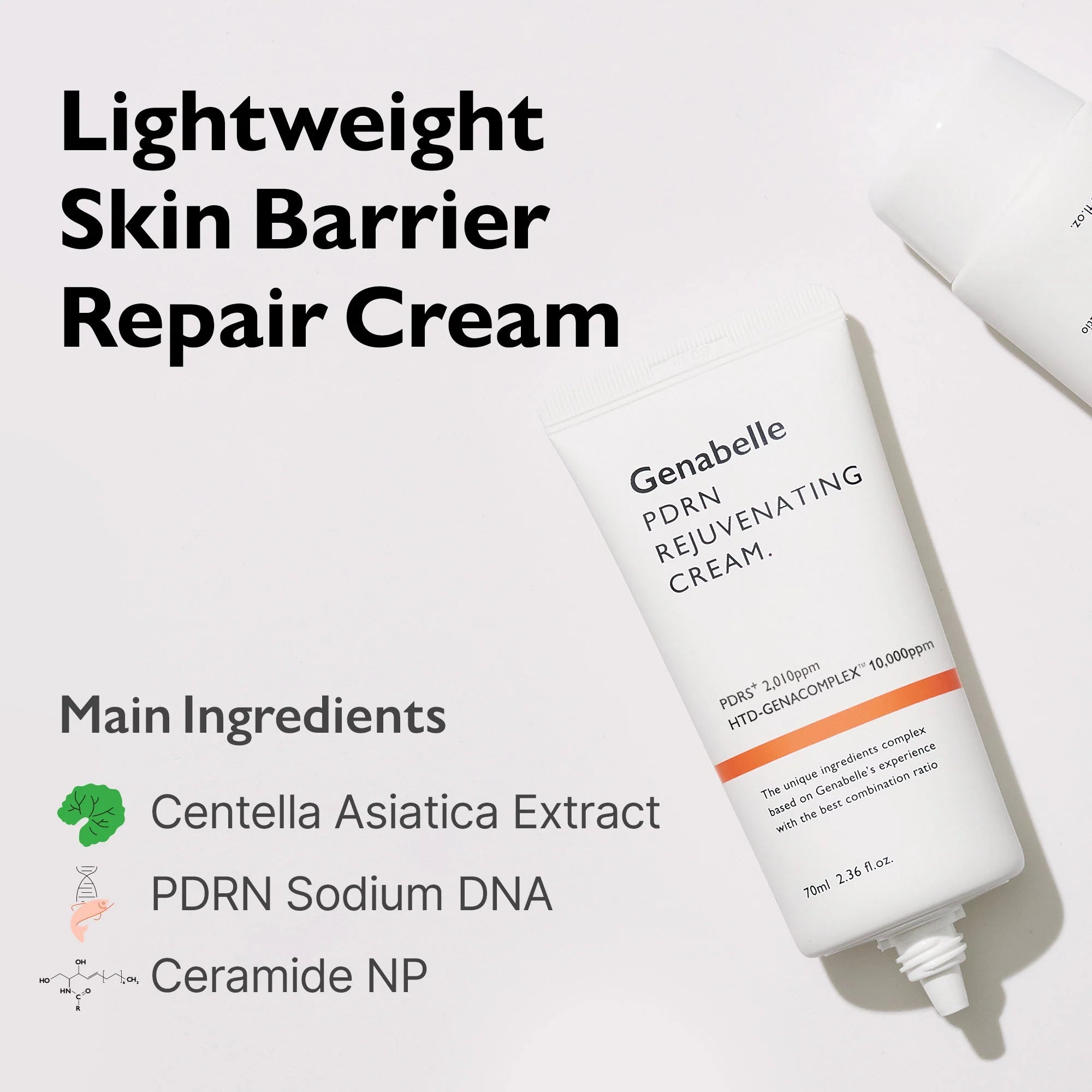 Genabelle PDRN Rejuvenating Cream texture – lightweight daily moisturizer absorbs sinks in not greasy not drying 70ml