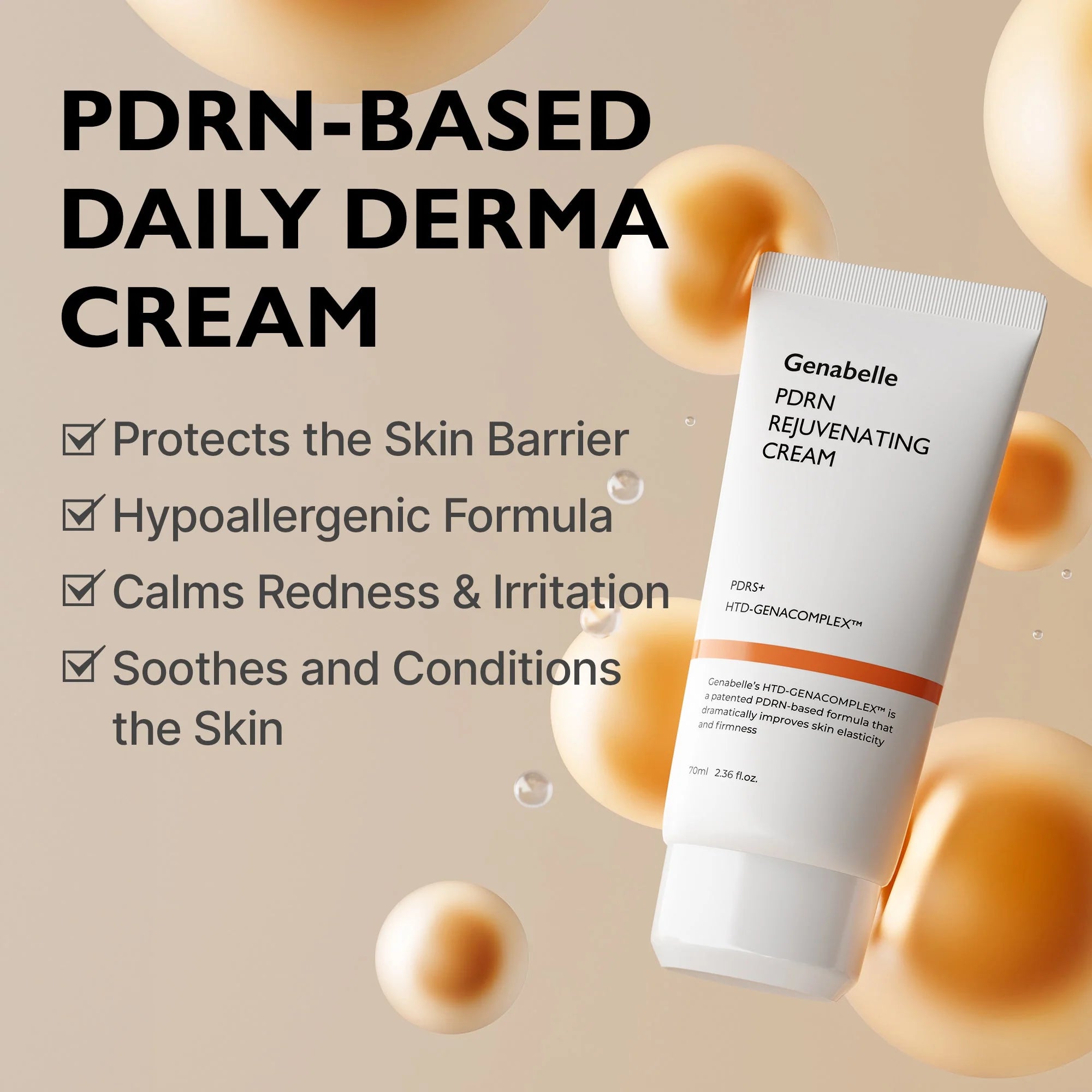 Genabelle PDRN Cream HTD-GENACOMPLEX – patented PDRN triple HA Tripeptide-1 elasticity radiance collagen anti-aging