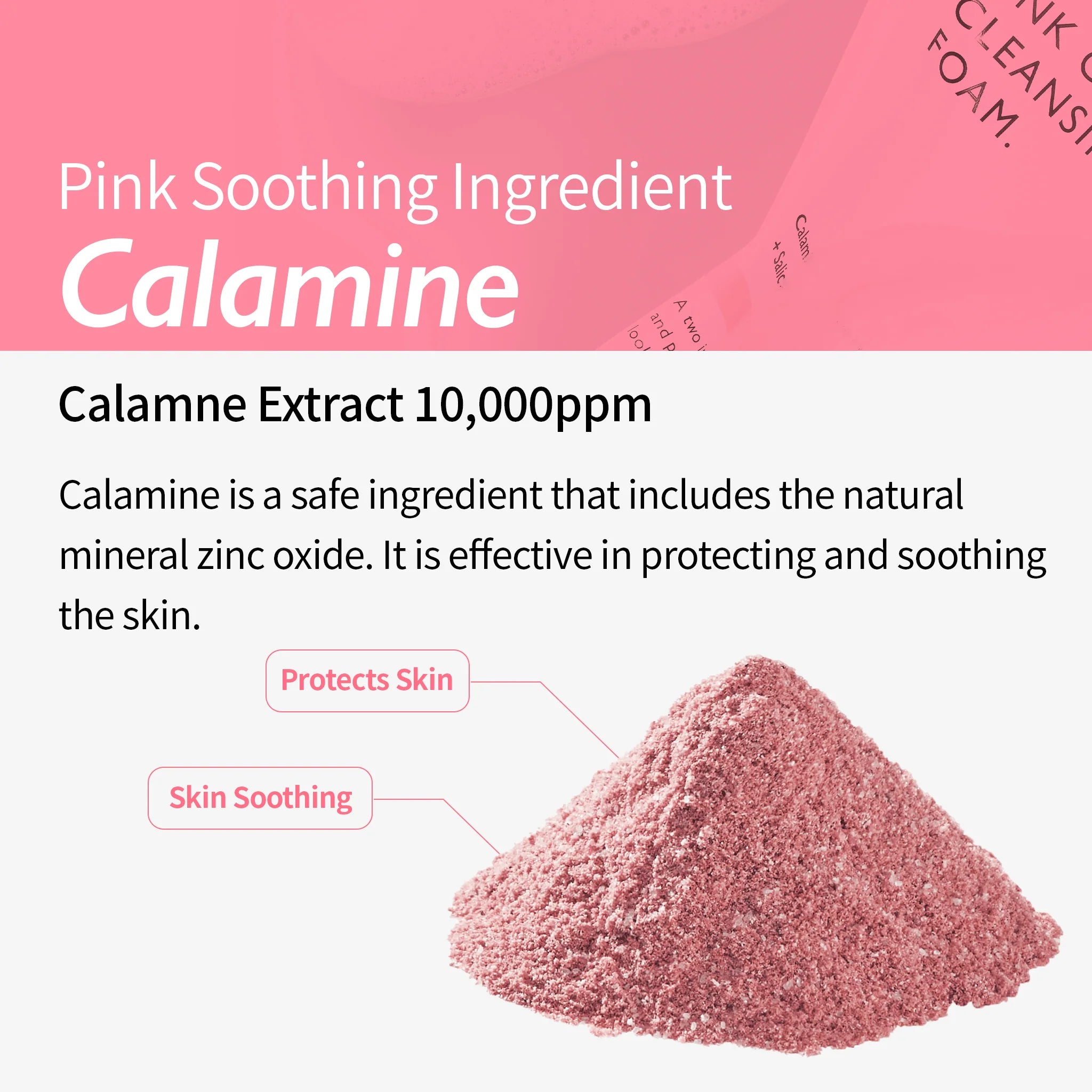 Genabelle Pink Cloud Foam calamine – 10000ppm zinc mineral soothe breakouts absorb oil improve texture brighten acne marks
