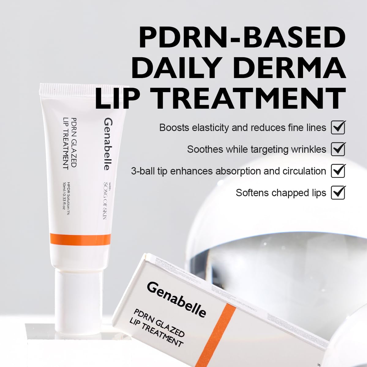 Genabelle PDRN Lip Treatment triple metal ball – cooling massage applicator circulation elasticity instant refreshing sensation