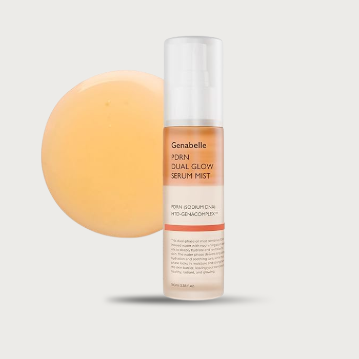 Genabelle PDRN Dual Glow Serum Mist 100ml – Korean bi-phase glow mist PDRN 3,220ppm 9 HA types 6 plant oils instant dewy glow