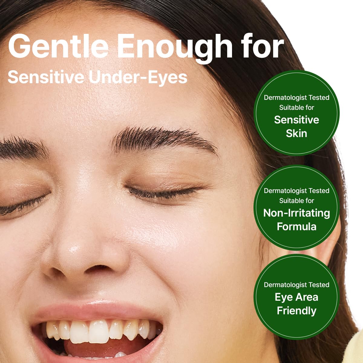 Goodal Green Tangerine Eye Patch product overview – 60 patches jar non-slip patented hydrogel embossed sheet curved under-eye 12 reviews 4.9 stars