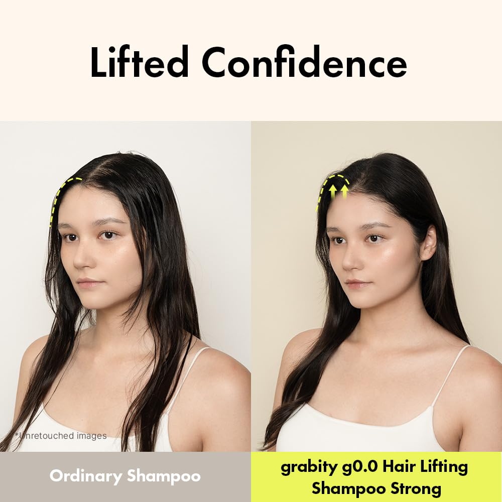 Grabity Shampoo Strong volume results – 40% thicker fuller hair one wash fine thin flat hair lifted Korean volumizing
