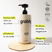Grabity Shampoo Strong key features – 40% volume increase 48-hour lasting patented LiftMax308 polyphenol SLES-free Korean