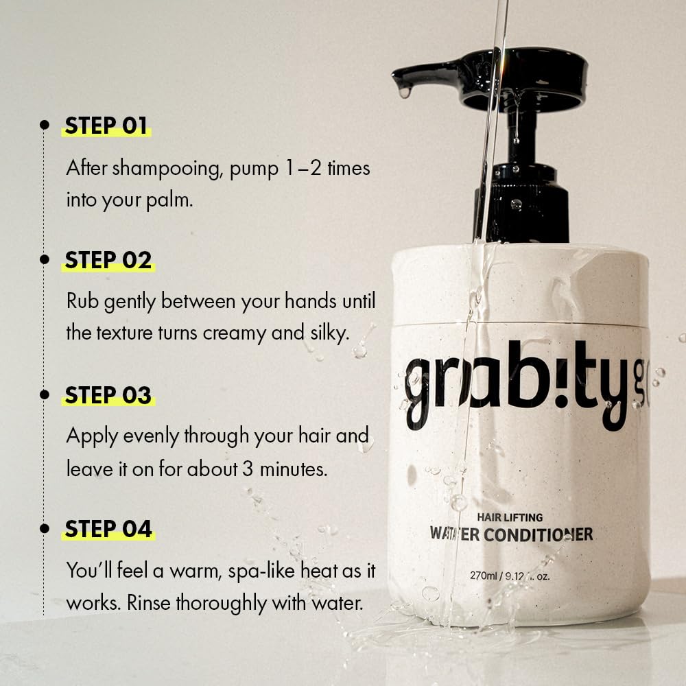 Grabity Water Treatment key features – lightweight liquid not cream +20% volume salon steam effect LiftMax308 polyphenol Korean
