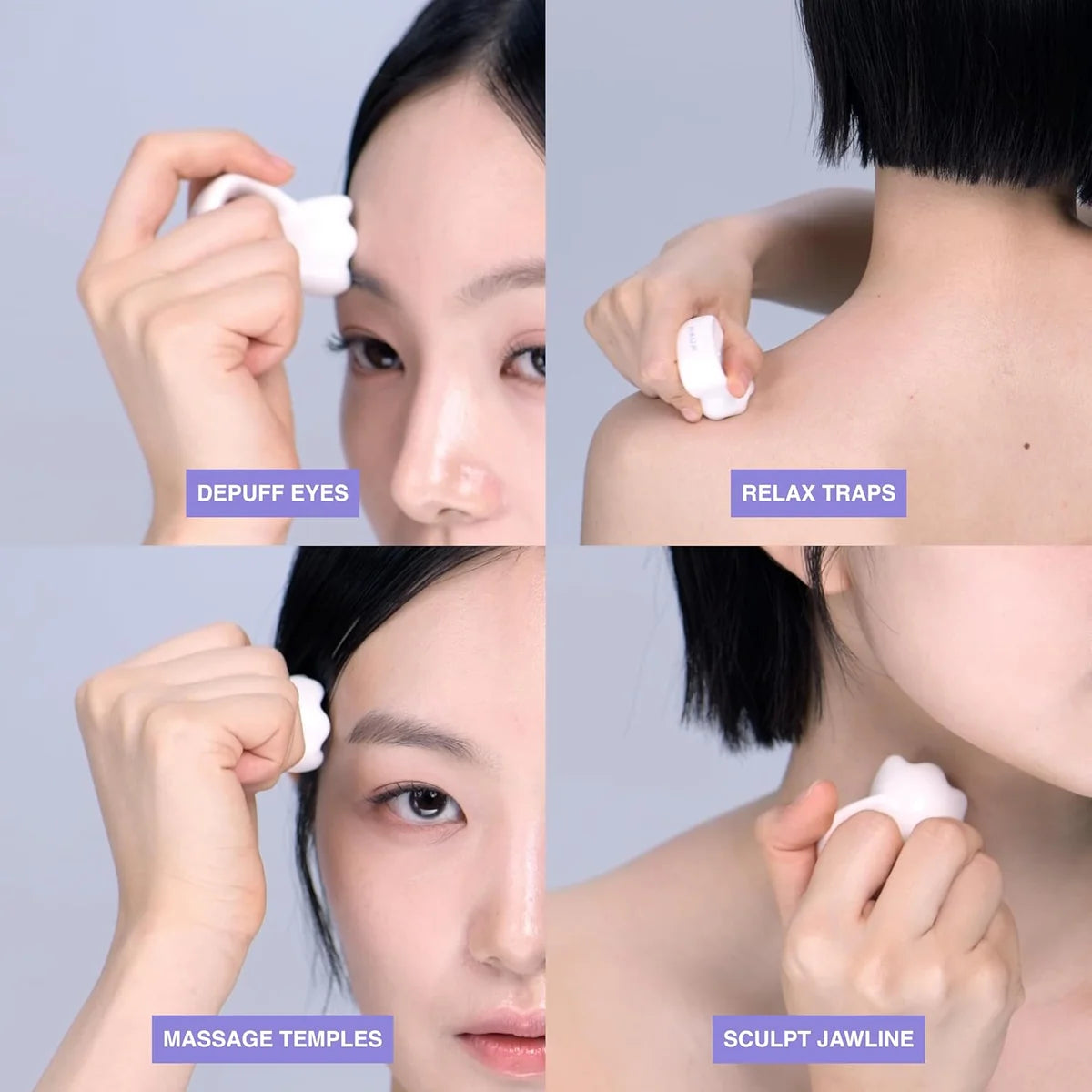 HAUA Ring Gua Sha how to use – upward outward strokes with oil serum moisturizer daily routine Korean skincare tool