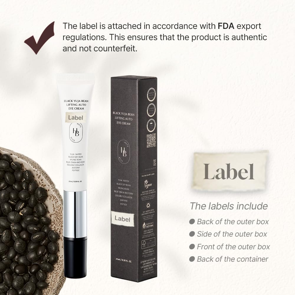 Heveblue Black Yuja Bean Auto Eye Cream tube and packaging