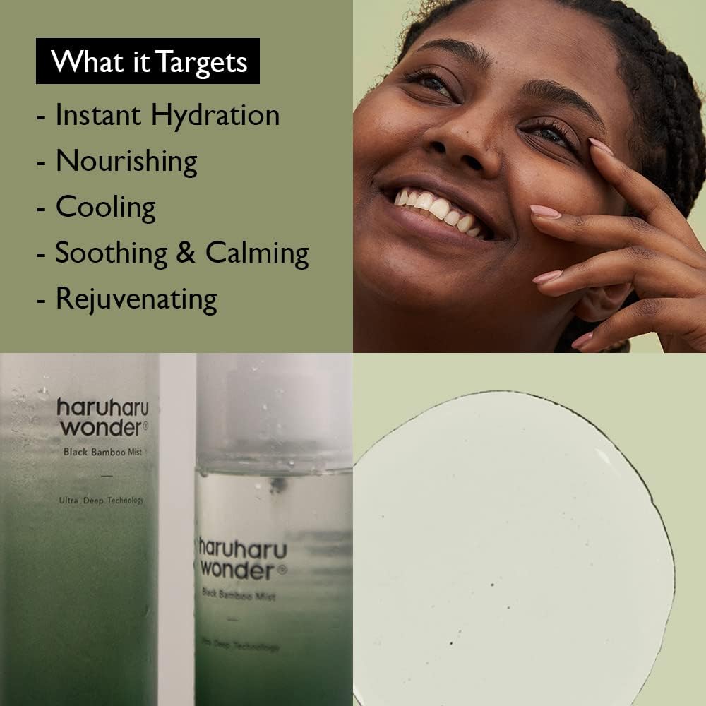 Haruharu Bamboo Mist on skin – instant hydration refresh over bare skin skincare or makeup Korean face mist