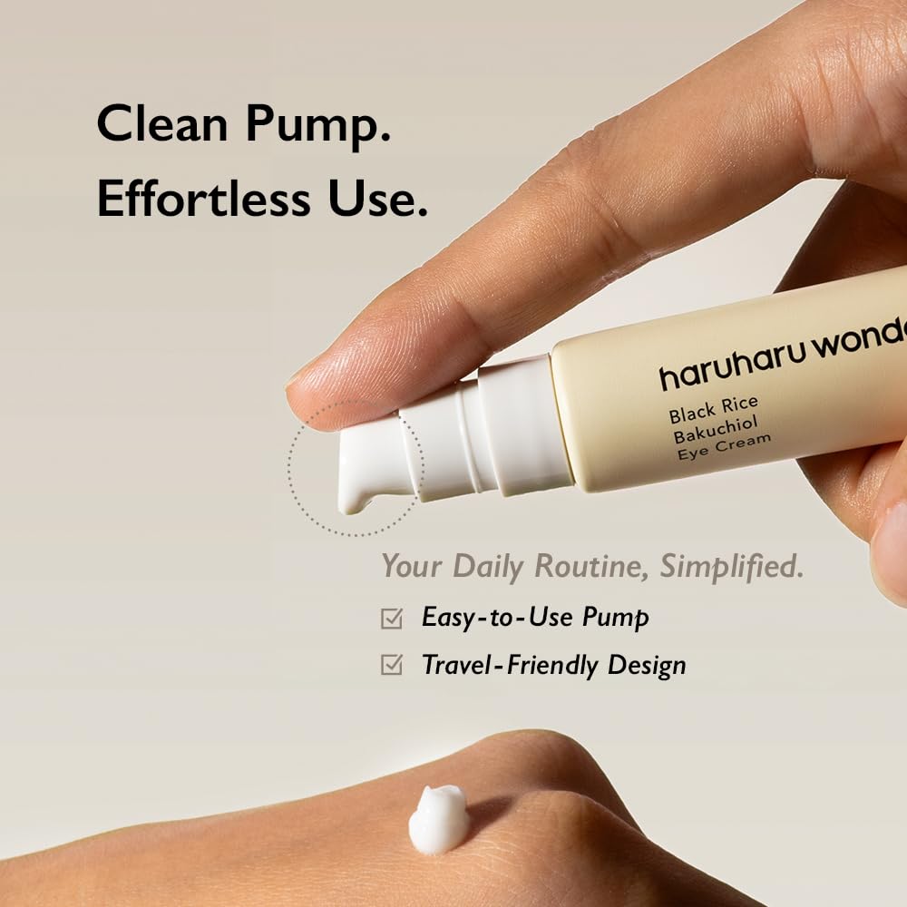 Haruharu Black Rice Bakuchiol Eye Cream key ingredients – bakuchiol 5,000ppm fermented black rice niacinamide madecassoside adenosine natto gum