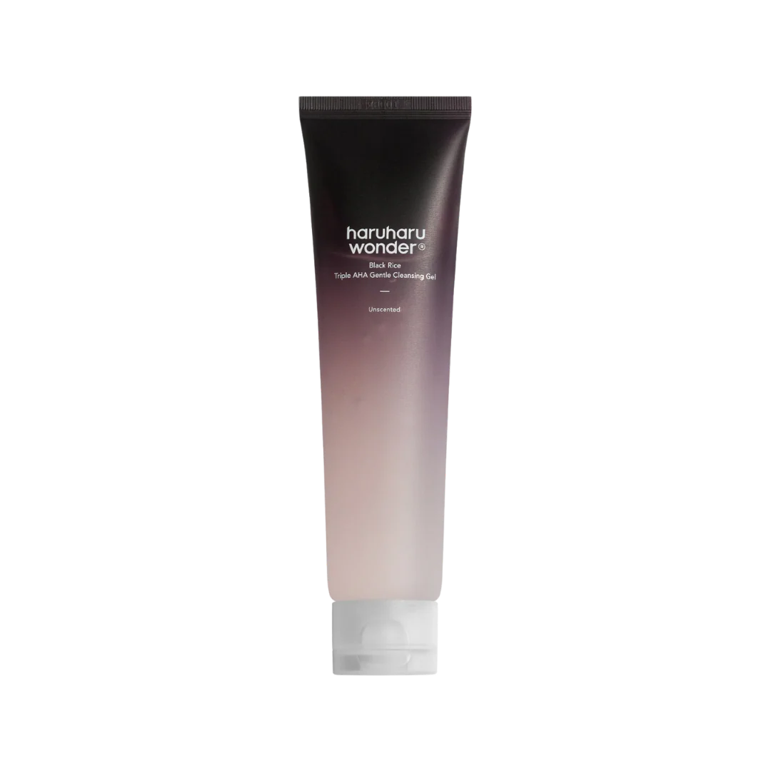 Haruharu Black Rice Triple AHA Gentle Cleansing Gel 100ml – Korean AHA cleanser Tartaric Mandelic Citric Acid fragrance-free low pH unscented $18