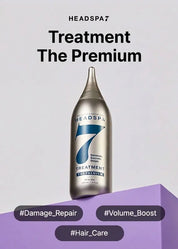 Headspa 7 Treatment 2-phase ampoule-to-cream – Phase 1 scalp penetrate Phase 2 water transforms cream coat strands 7 seconds volumizing