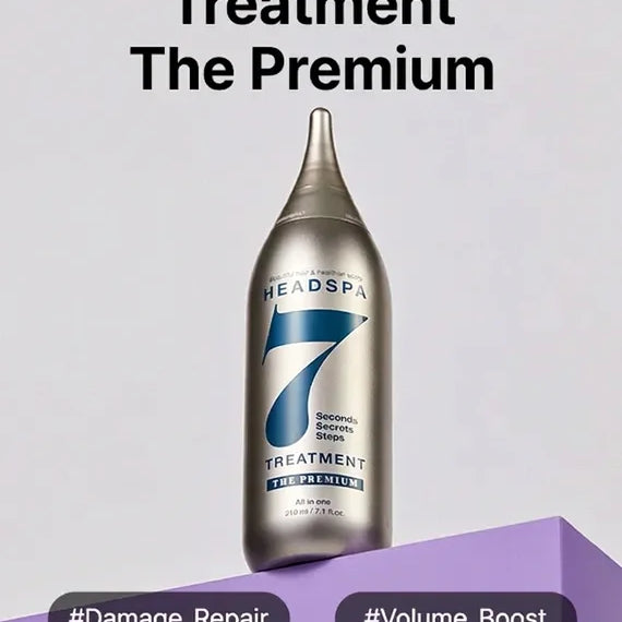 Headspa 7 Treatment 2-phase ampoule-to-cream – Phase 1 scalp penetrate Phase 2 water transforms cream coat strands 7 seconds volumizing