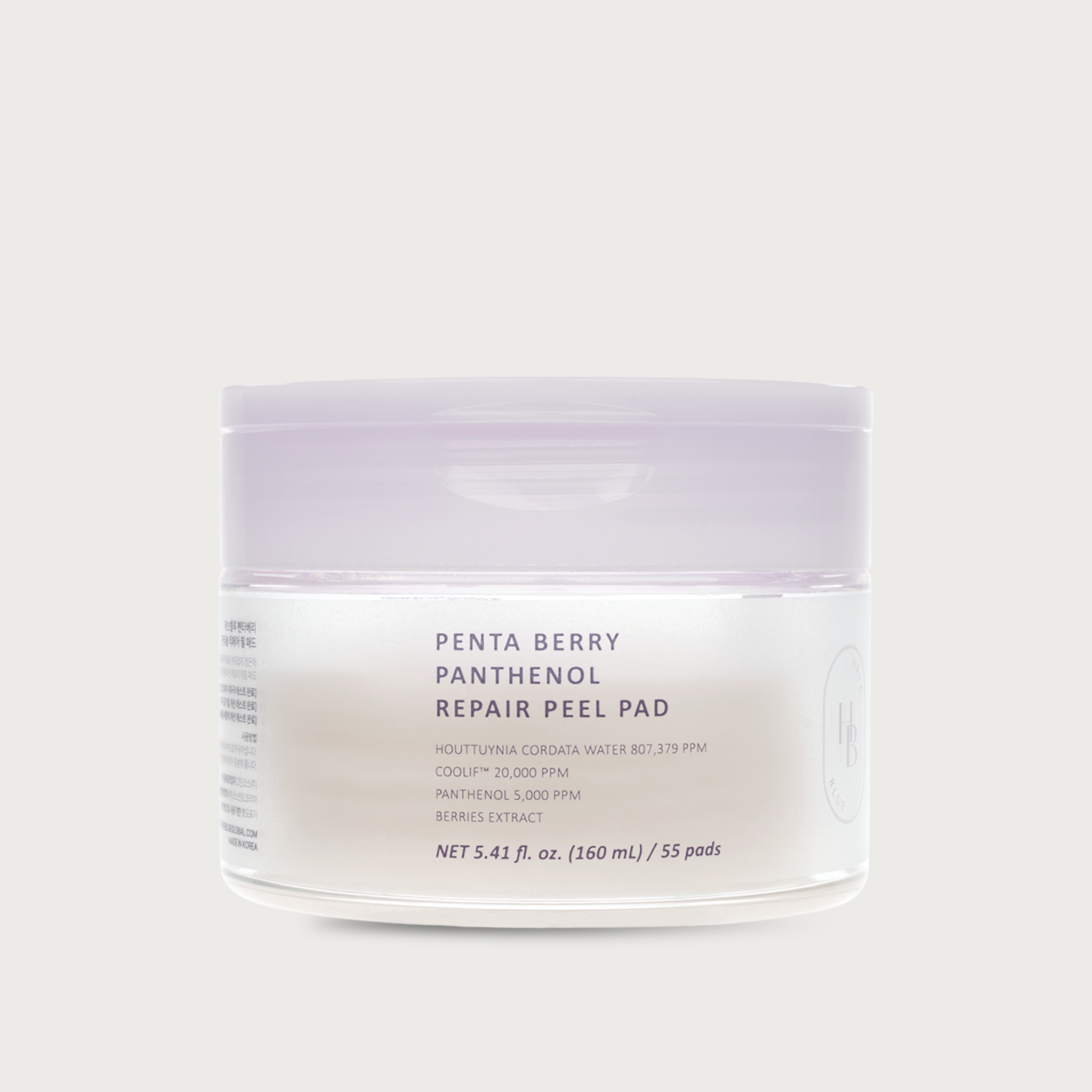 Heveblue Penta Berry Panthenol Repair Peel Pad 55 pads Korean PHA pads