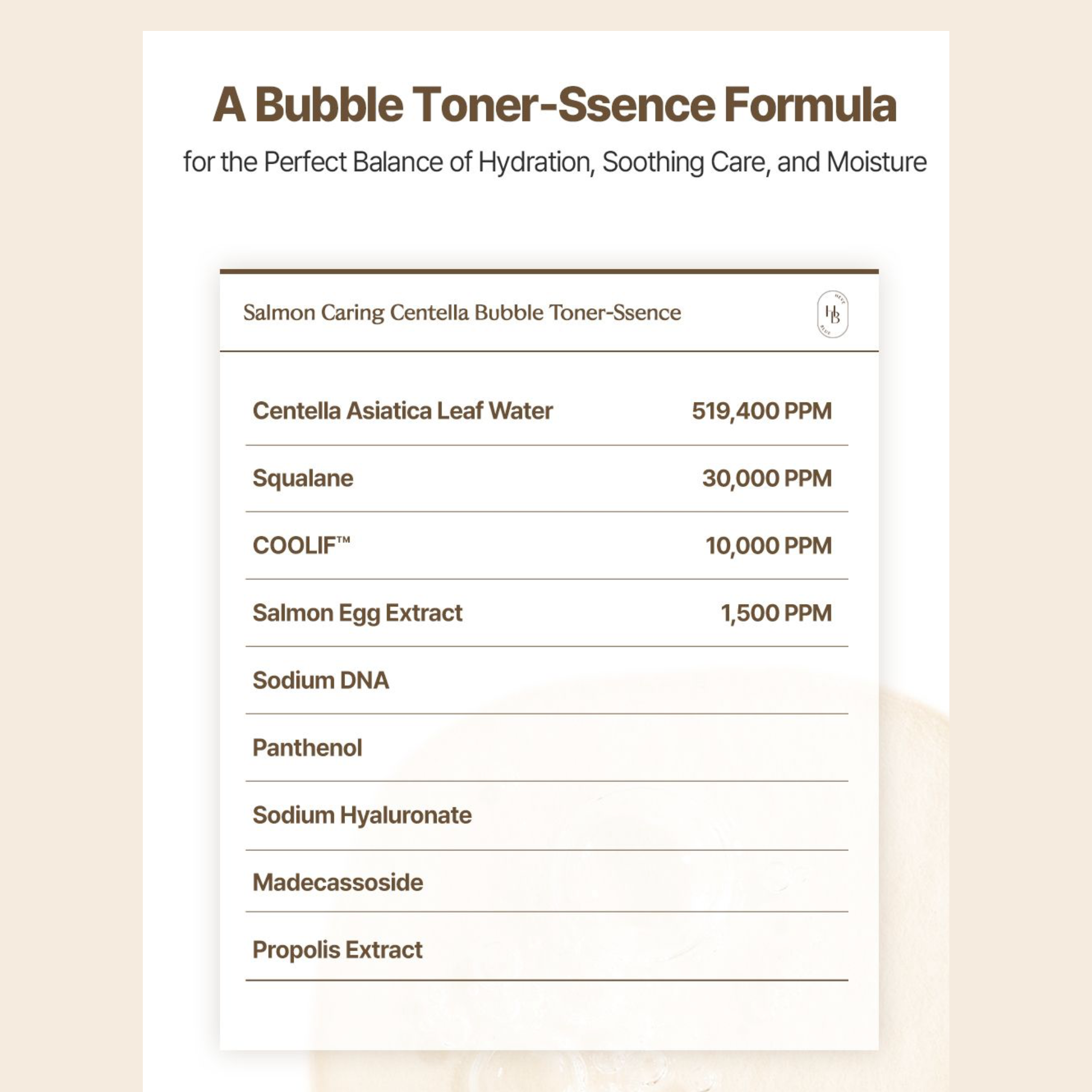 Heveblue Bubble Toner-Ssence salmon PDRN 10,000ppm and squalane