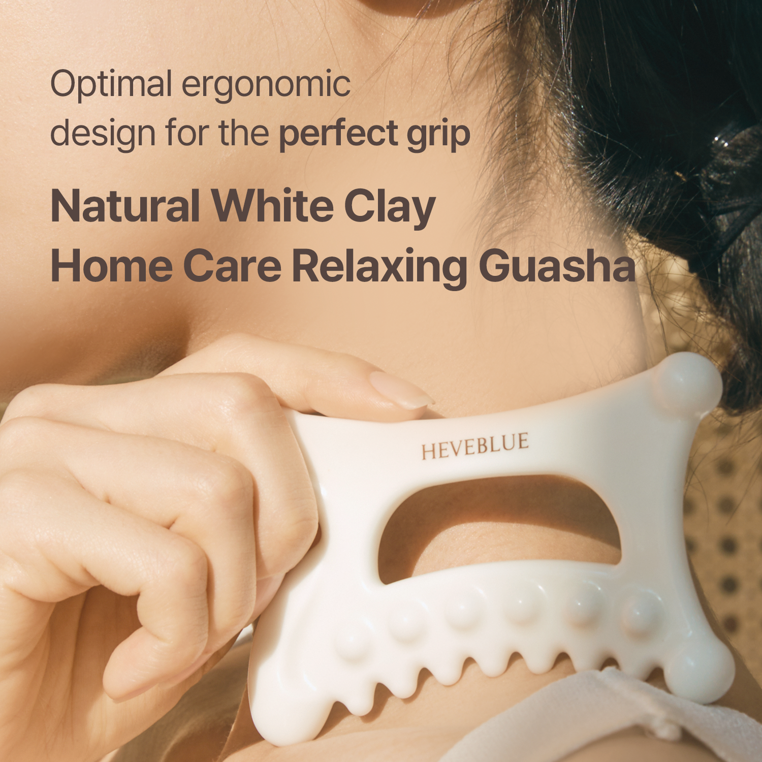 Heveblue White Clay Gua Sha used on arm and leg