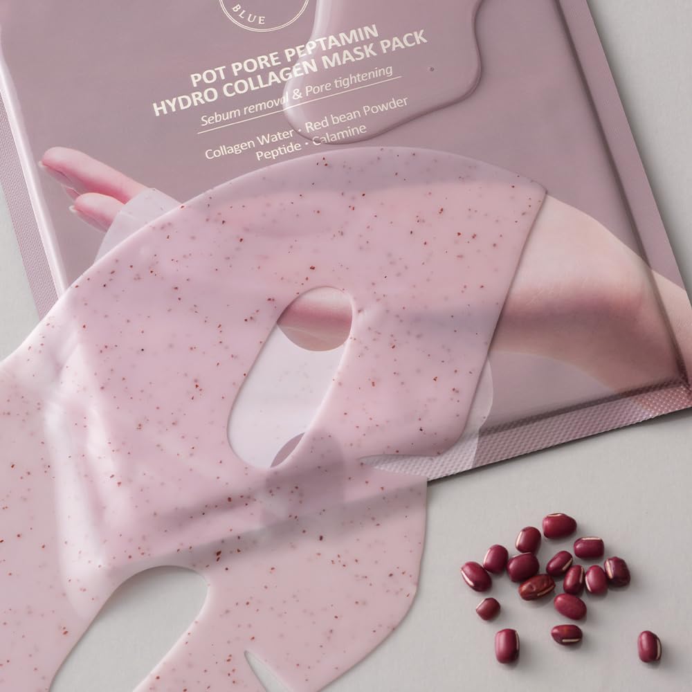 Heveblue Pot Pore Peptamin Hydro Collagen Mask Pack box and pouches