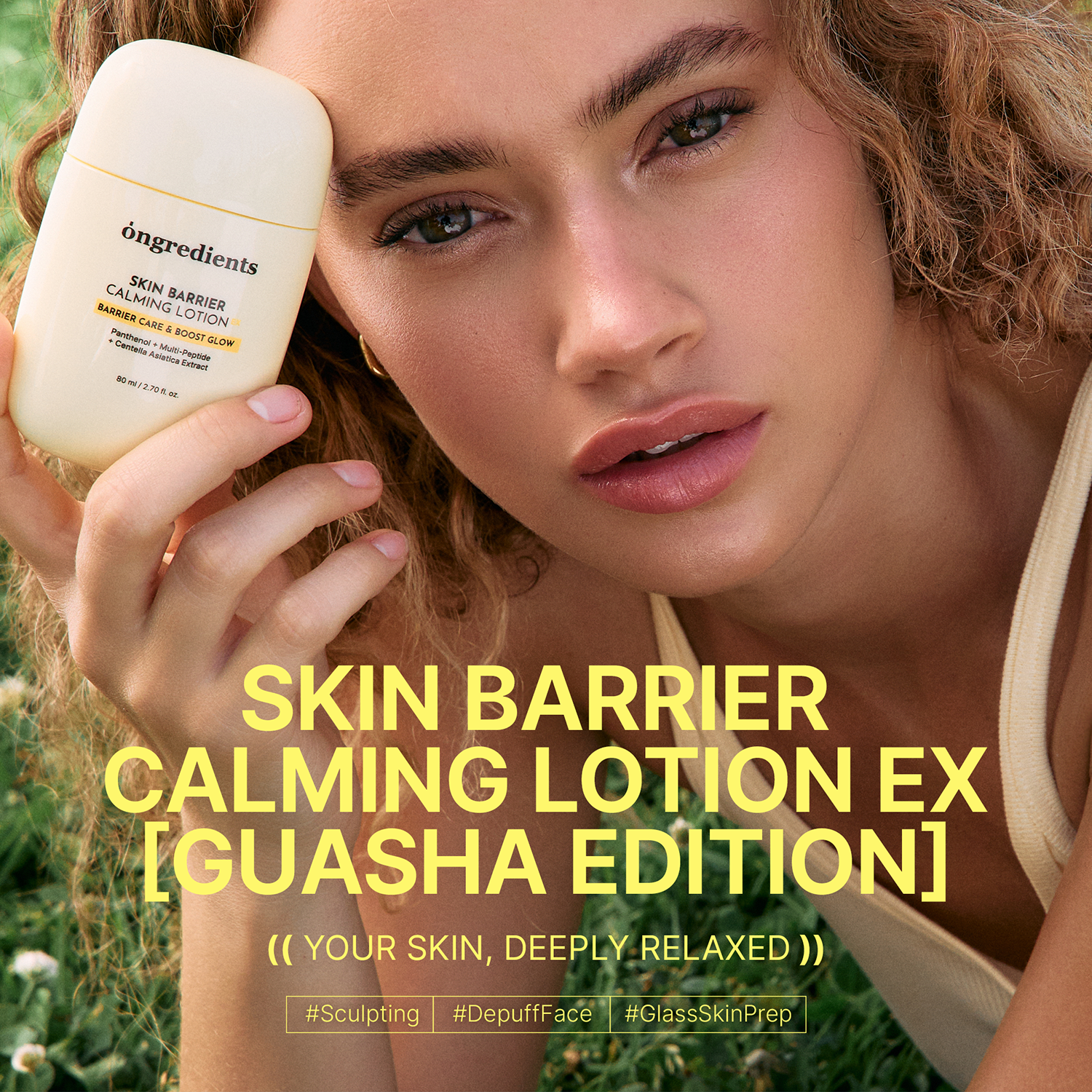 Ongredients Calming Lotion gua sha applicator cap close up