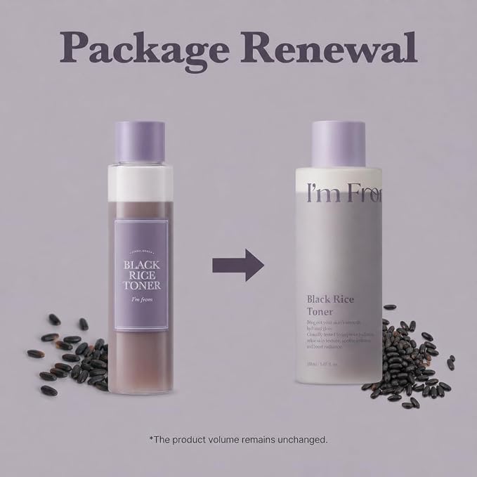 I'm From Black Rice Toner bi-phase formula – shake before use water oil layer separate blend fresh balanced oily combo skin morning glow 150ml $22