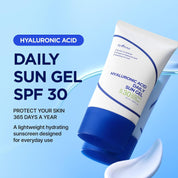 Isntree HA Daily Sun Gel 10-type HA complex – Sodium Hyaluronate Crosspolymer Hydrolyzed Potassium Dimethylsilanol Acetylated all 10 forms moisture
