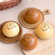 Kawaii Bear Bread Squishy clear display case – individually boxed gift-ready stocking stuffer birthday gift ages 14+ Korean kawaii