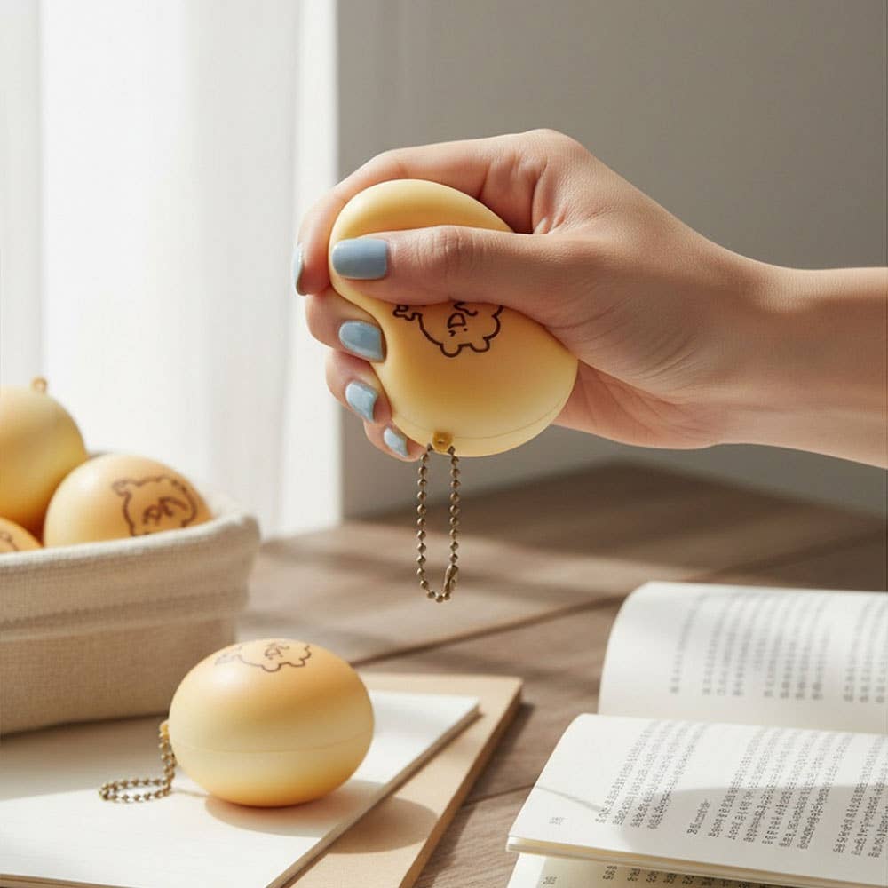 Kawaii Bear Squishy Keychain bear illustration – cute bear in golden-brown bakery bread mochi bun style realistic finish kawaii collectible