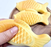 Korean Taiyaki Bread Squishy detail – realistic fish scale texture golden baked finish 붕어빵 inspired slow-rise foam kawaii