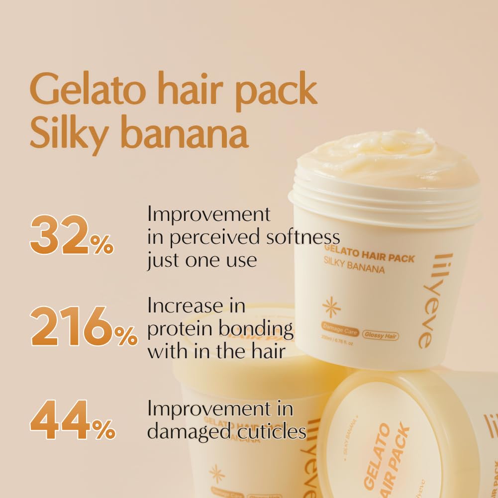Lilyeve Repair Turn Gelato Silky Banana triple protein – hydrolyzed keratin milk protein egg protein smooth silky glossy frizz-free hair