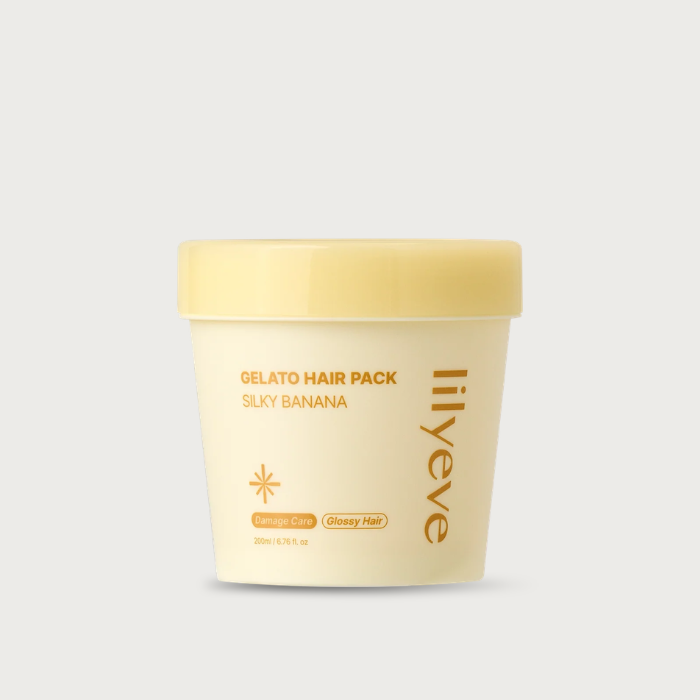 Lilyeve Repair Turn Gelato Hair Pack Silky Banana 200ml – Korean hair mask triple protein keratin smooth shine has fragrance not vegan $25