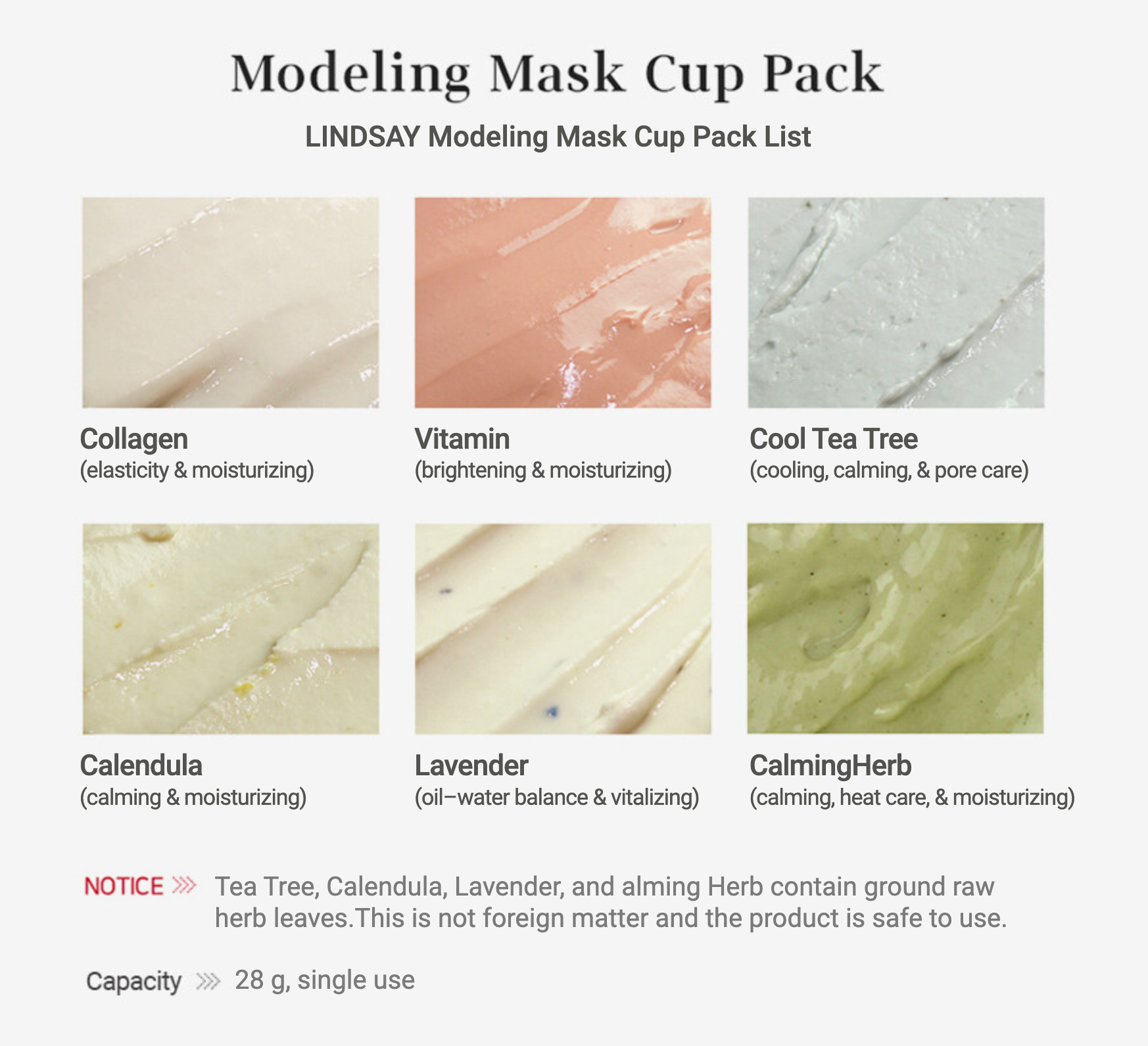 Lindsay Modeling Mask Cup Pack 28g