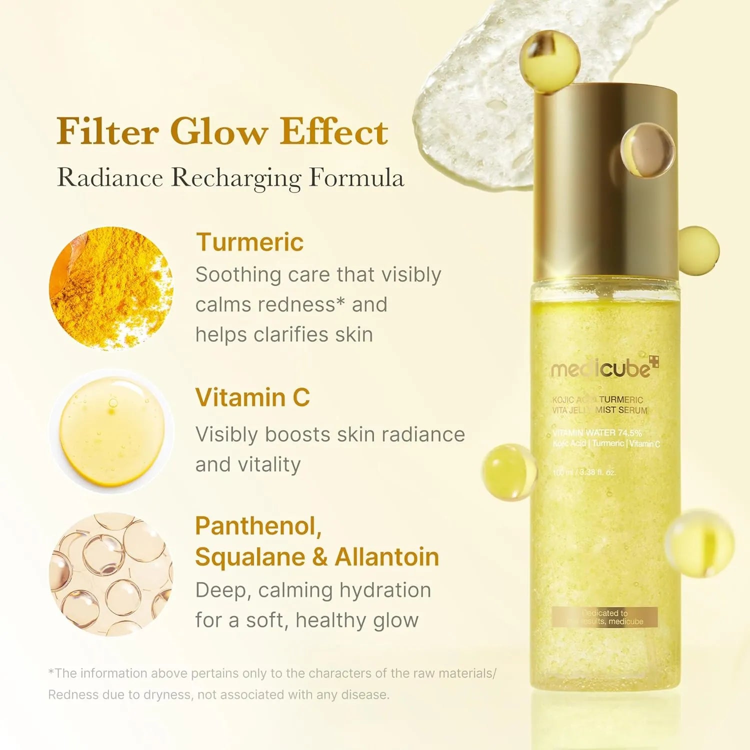 Medicube Turmeric Vita Jelly Mist ingredients – kojic acid, Vitamin C, turmeric, niacinamide