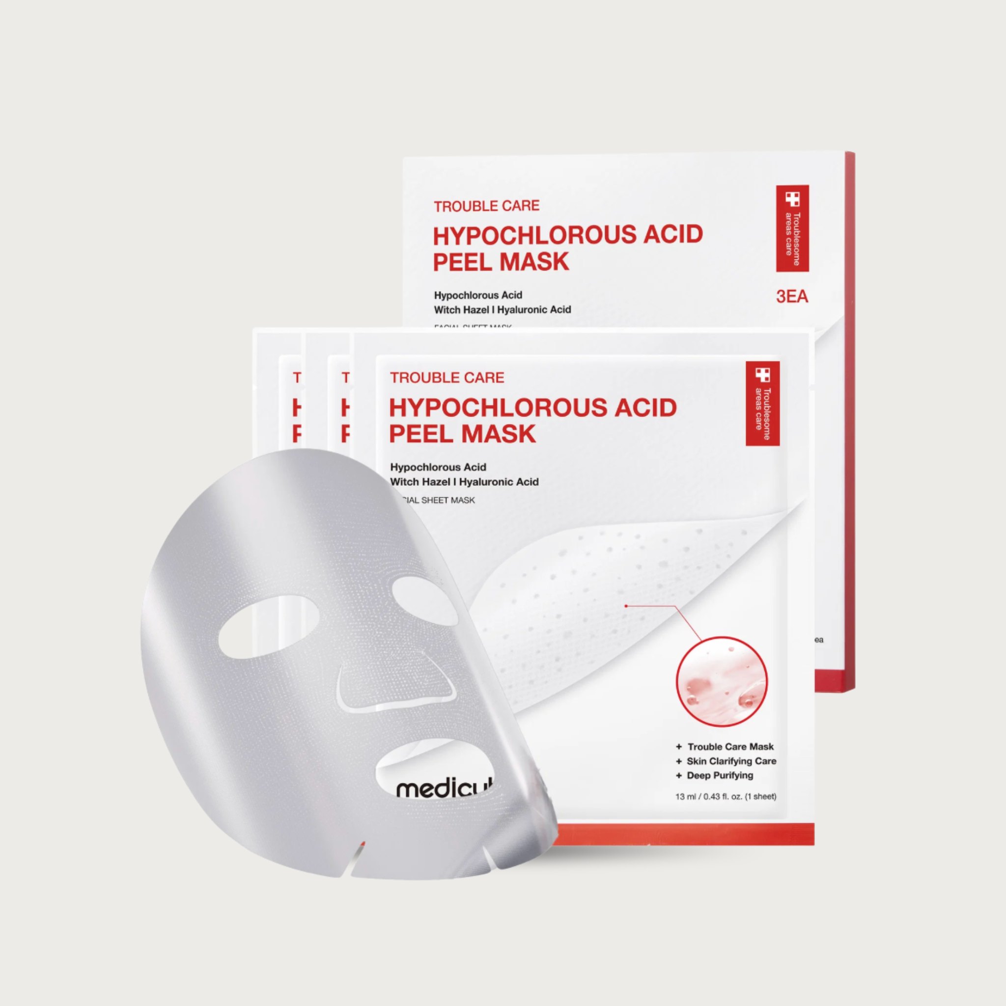 Medicube Hypochlorous Acid Peel Mask 3 Pack – Korean peel-off sheet mask HOCl 7 HA 4 Ceramides pore sebum blackhead $22.50