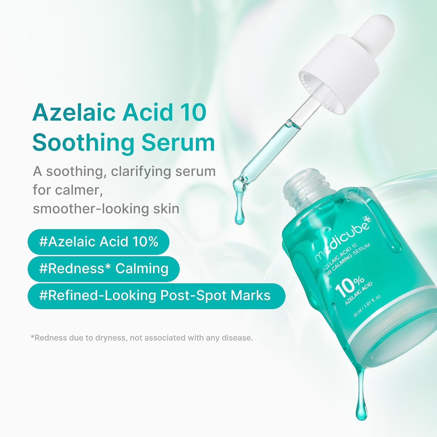 Medicube Azelaic Acid 16 Serum texture – lightweight thin layer apply pat absorb slight white residue normal AM PM no sun sensitivity
