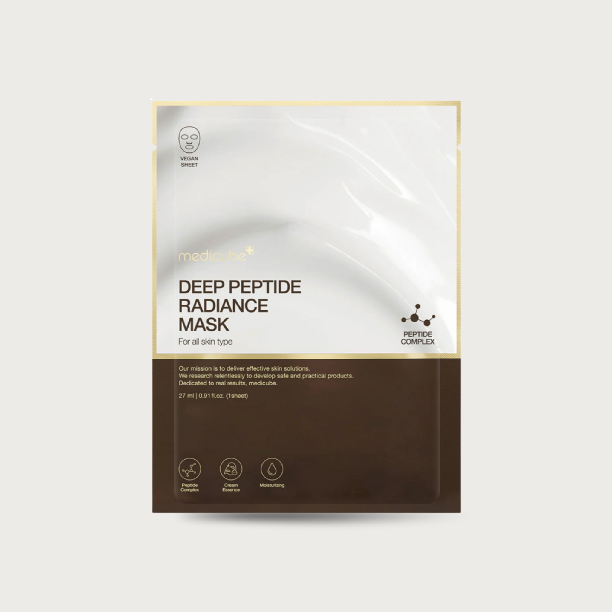 Medicube Deep Peptide Radiance Mask – Korean peptide sheet mask 4-peptide complex Niacinamide Centella probiotic vegan $3